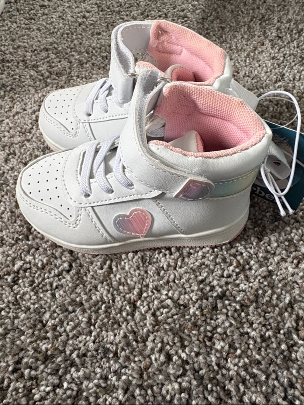 Gerber White High-Top Kids Sneakers with Pink Heart